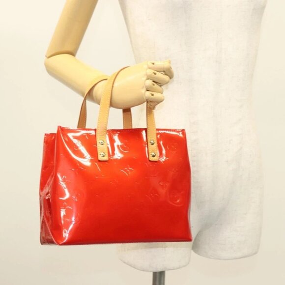 LOUIS VUITTON Monogram Vernis Reade PM Hand Bag Red Rouge - Picture 1 of 16